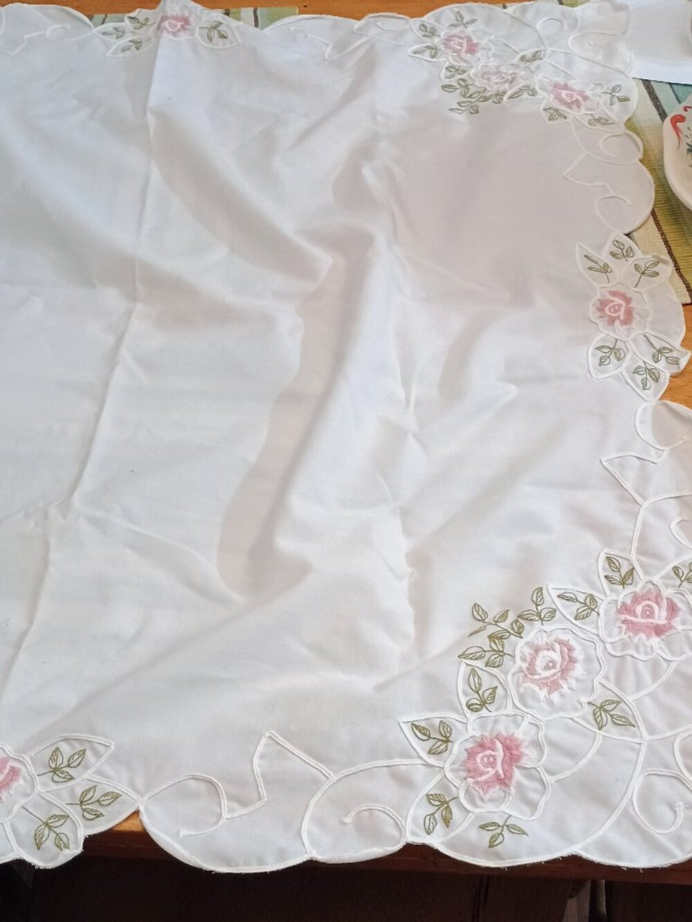 Vintage Hand-embroidered square tablecloth